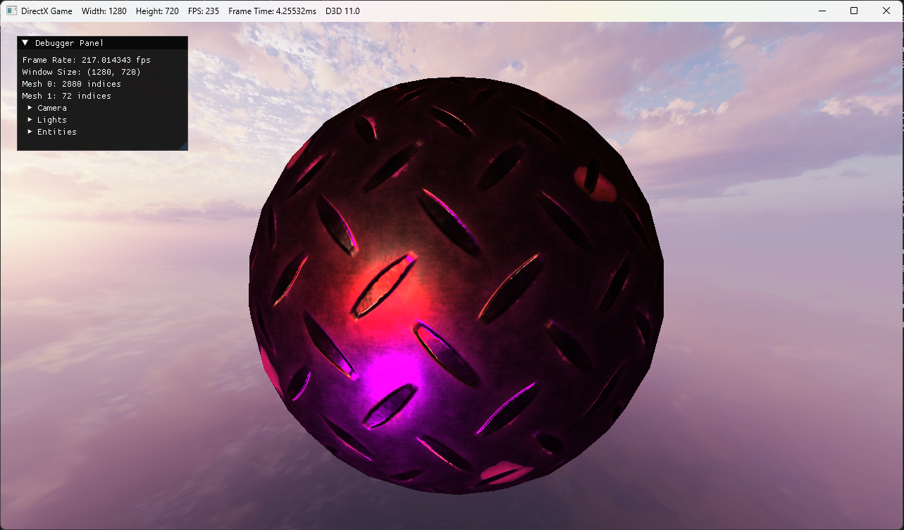 Screenshot of materials and textures in engine